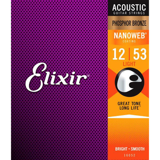 Elixir Acoustic Phosphor Bronze Standard Gauge Acoustic Guitar Strings with NANOWEB Coating