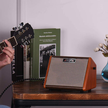 Aroma AG-15A 15W Portable Acoustic Guitar Amplifier with Built-in Rechargeable Battery and Bluetooth