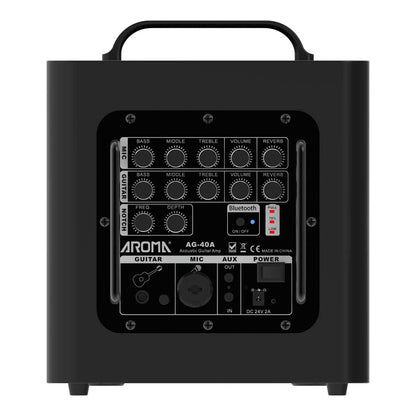 Aroma AG-40A 40W Portable Acoustic Guitar Amplifier/Micro PA or Monitor with Built-in Rechargeable Battery and Bluetooth