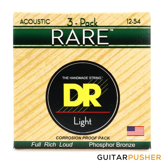 DR RPM-12-3PK Rare Light Phosphor Bronze Acoustic Guitar Strings 12-54 (12 16 24 32 42 54) 3 PACK