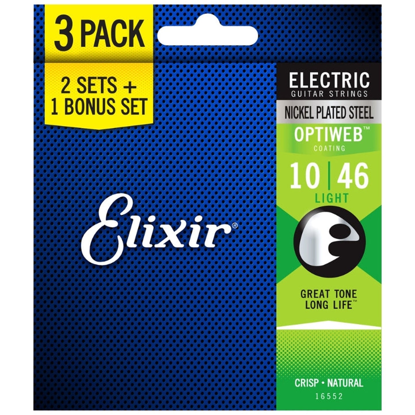 Elixir Electric Nickel Plated Steel Electric Guitar Strings with Optiweb Coating - Light (10 13 17 26 36 46) 3-Pack