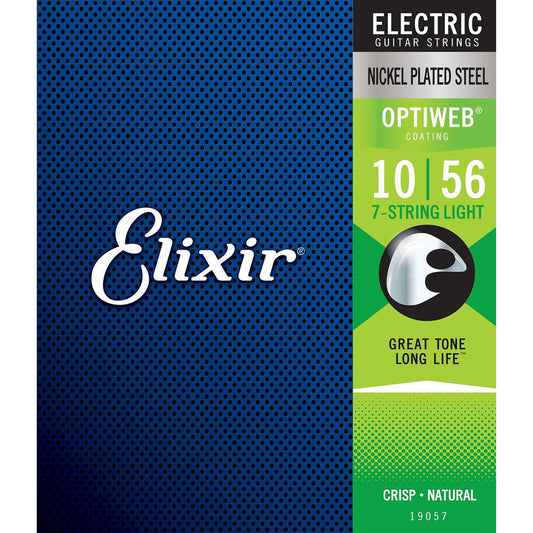 Elixir Electric Nickel Plated Steel Standard Gauge 7-String Electric Guitar Strings with OPTIWEB Coating