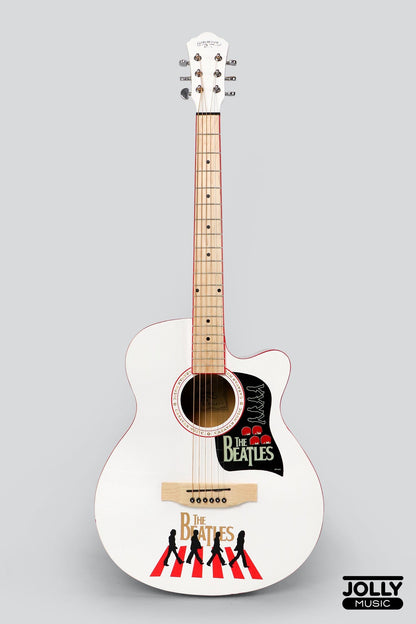 Caravan HS-4015 Acoustic Guitar with Gigbag - White