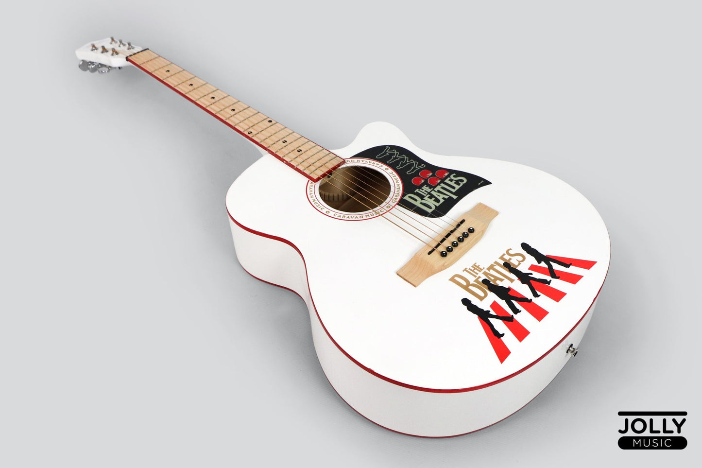 Caravan HS-4015 Acoustic Guitar with Gigbag - White