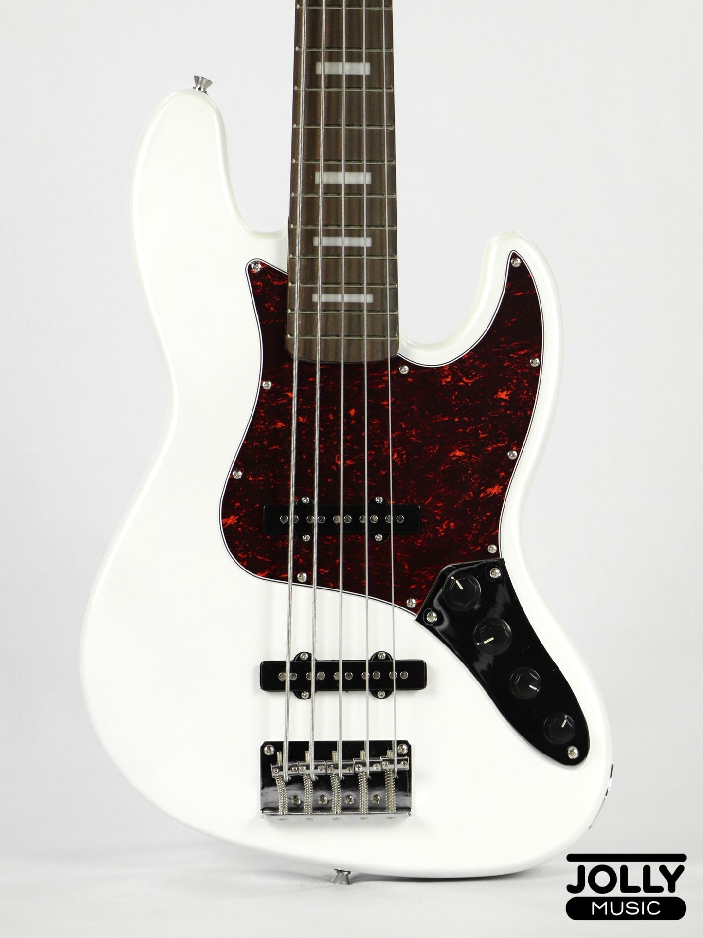 JCraft JB-2A J-Offset 5-String Bass Guitar - White