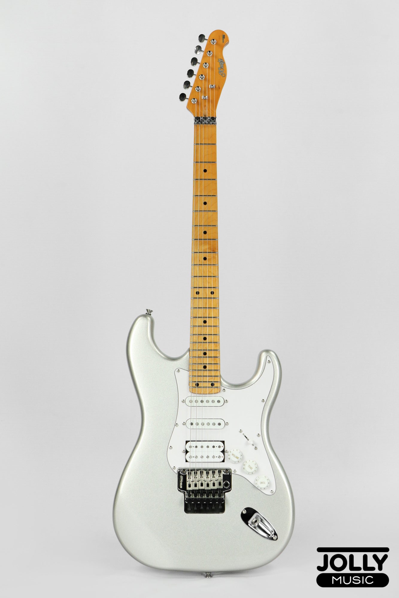 JCraft Modern Series S-3H FR24 HSS Double Locking Electric Guitar Wilkinson "Floyd" - Metallic Silver Maple