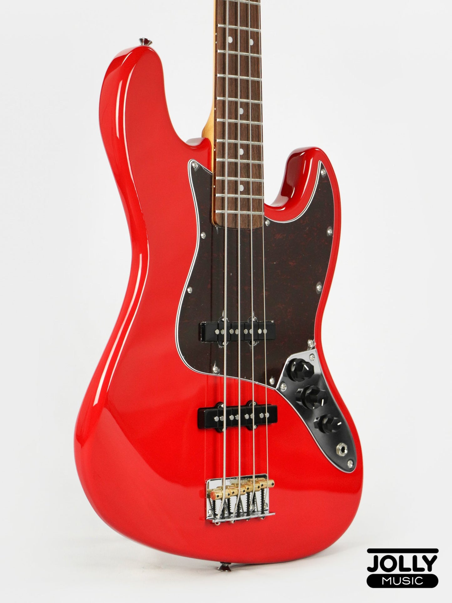 JCraft JB-3V J-Offset 4-String Bass Guitar - Fiesta Red