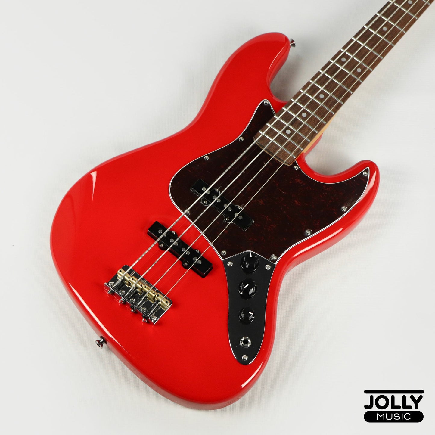 JCraft JB-3V J-Offset 4-String Bass Guitar - Fiesta Red