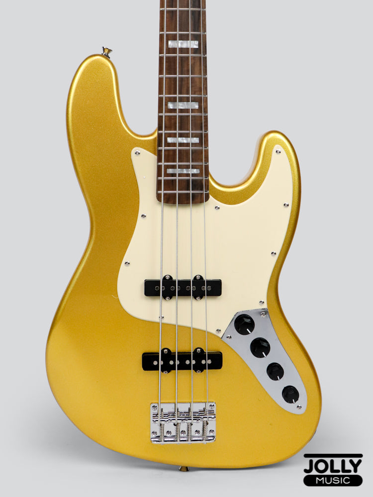 JCraft JB-2A J-Offset 4-String Bass Guitar - Metallic Gold