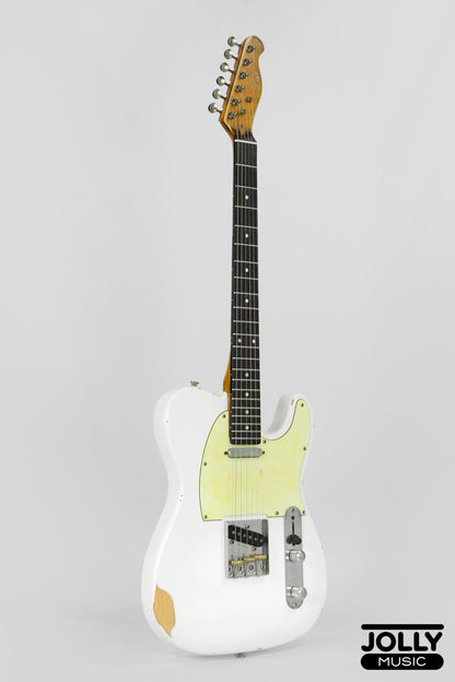 JCraft Vintage Series T-3VC Relic T-Style Electric Guitar - Olympic White