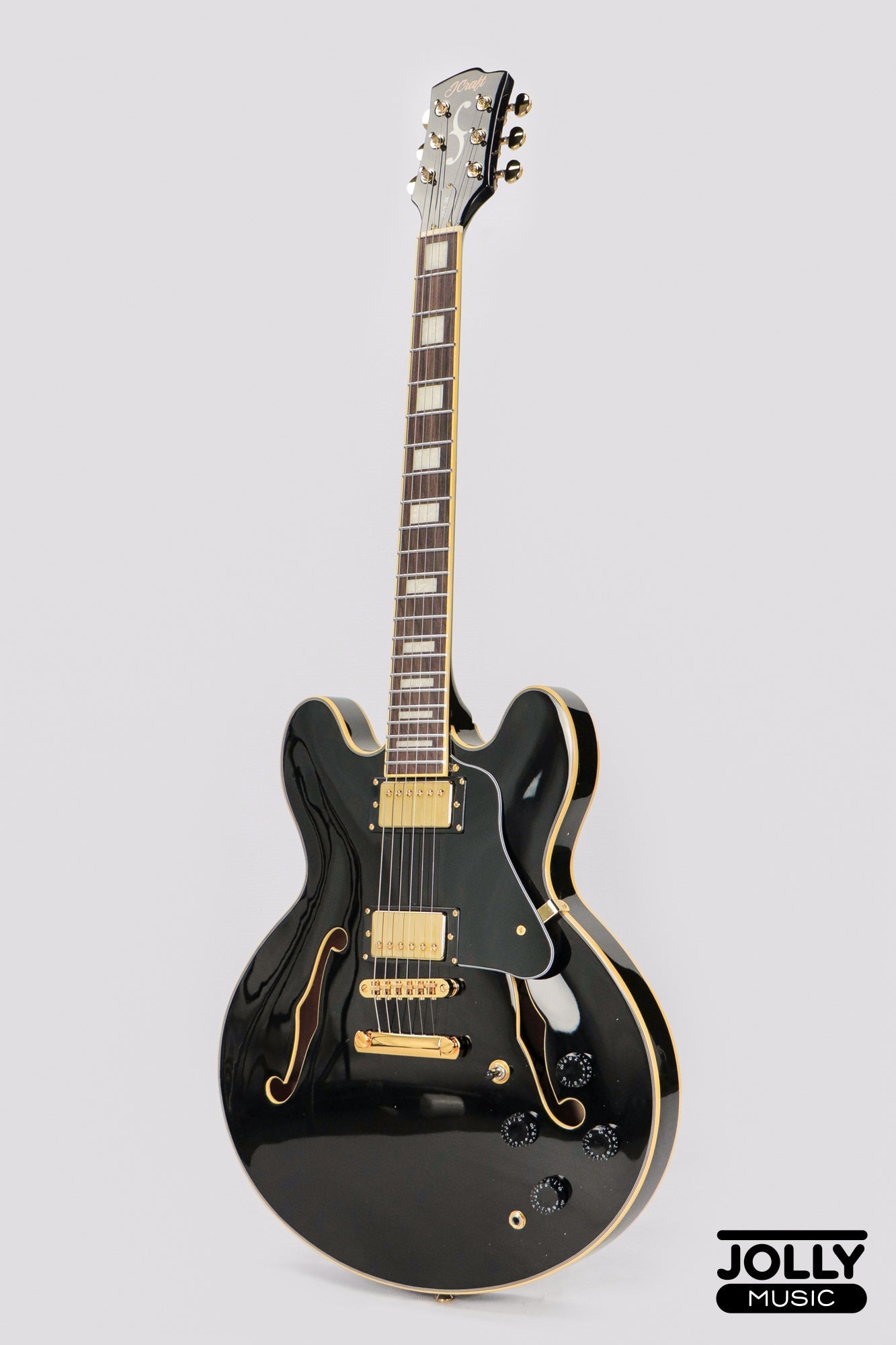 JCraft AR-3 Custom JM Semi-Hollow Electric Guitar - Tuxedo Black