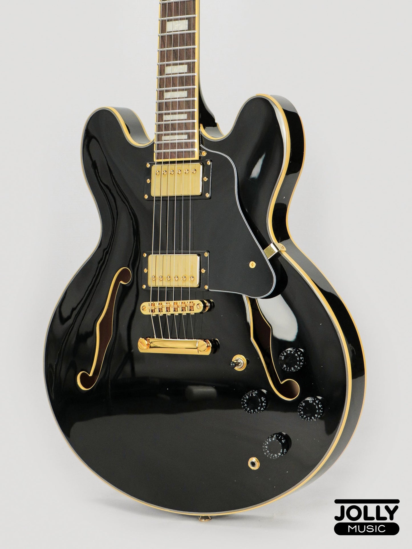 JCraft AR-3 Custom JM Semi-Hollow Electric Guitar - Tuxedo Black