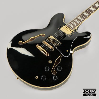 JCraft AR-3 Custom JM Semi-Hollow Electric Guitar - Tuxedo Black