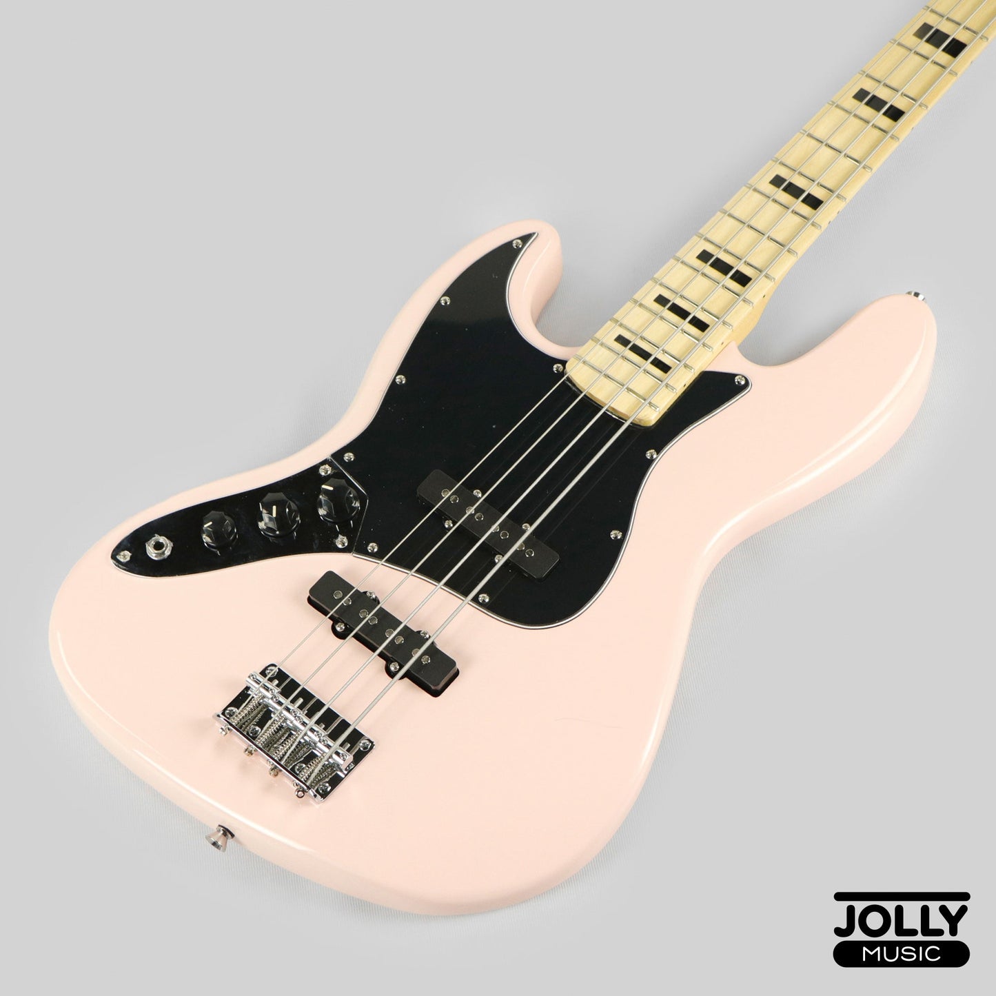 JCraft JB-1 Left Handed J-Offset 4-String Bass Guitar with Gigbag - Shell Pink