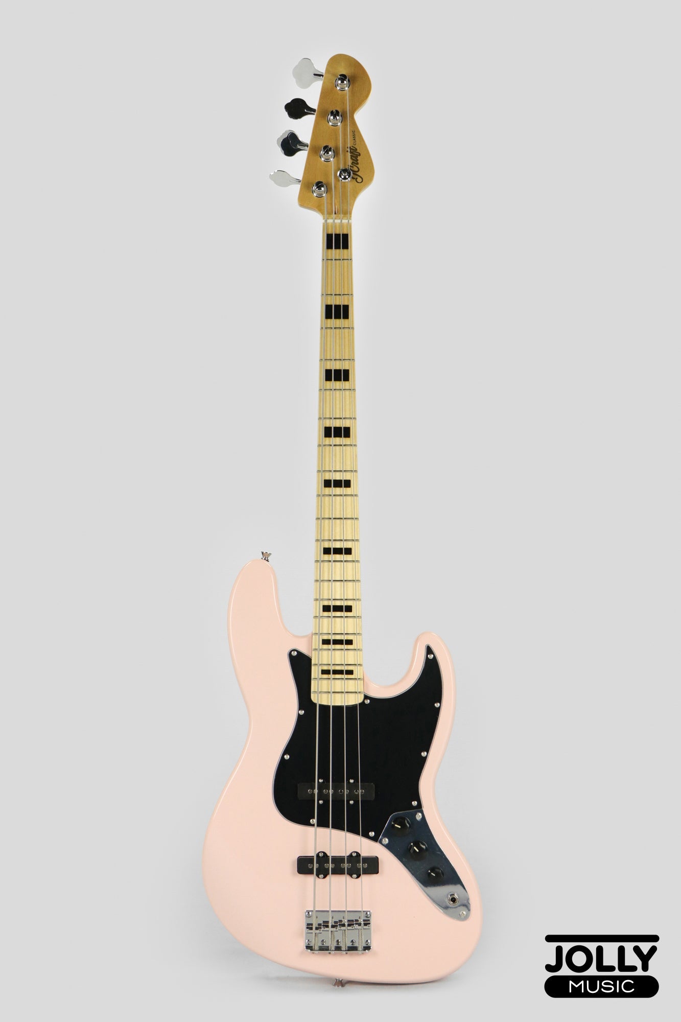 JCraft JB-1 J-Offset 4-String Bass Guitar with Gigbag - Shell Pink