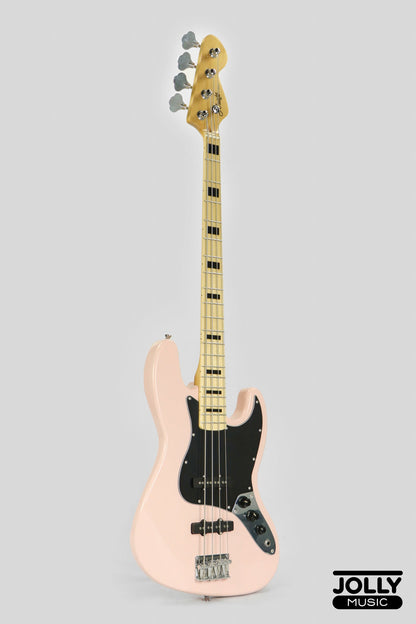 JCraft JB-1 J-Offset 4-String Bass Guitar with Gigbag - Shell Pink