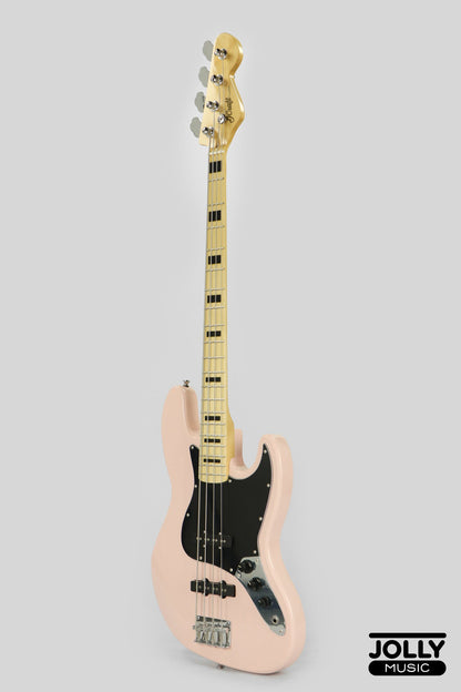 JCraft JB-1 J-Offset 4-String Bass Guitar with Gigbag - Shell Pink