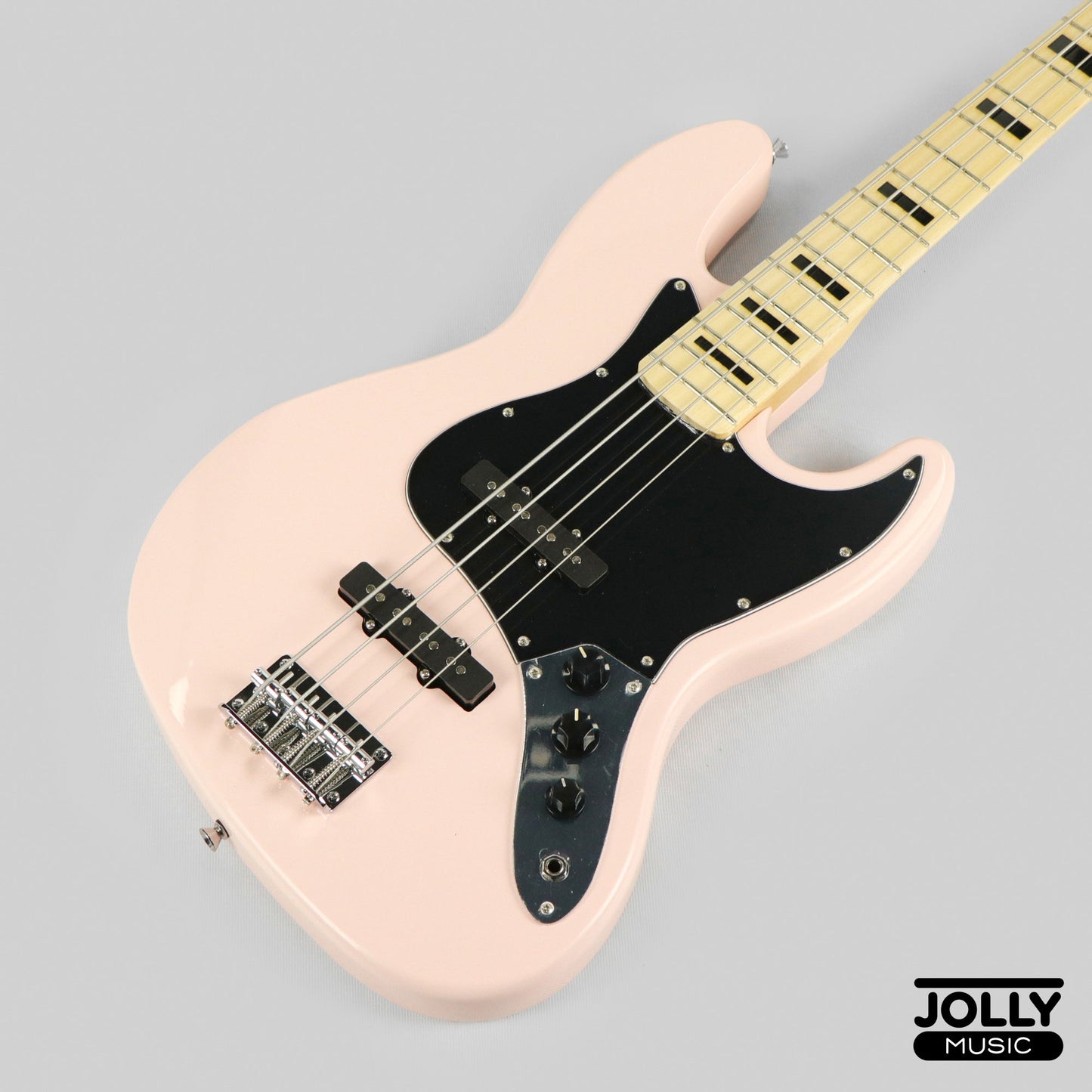 JCraft JB-1 J-Offset 4-String Bass Guitar with Gigbag - Shell Pink