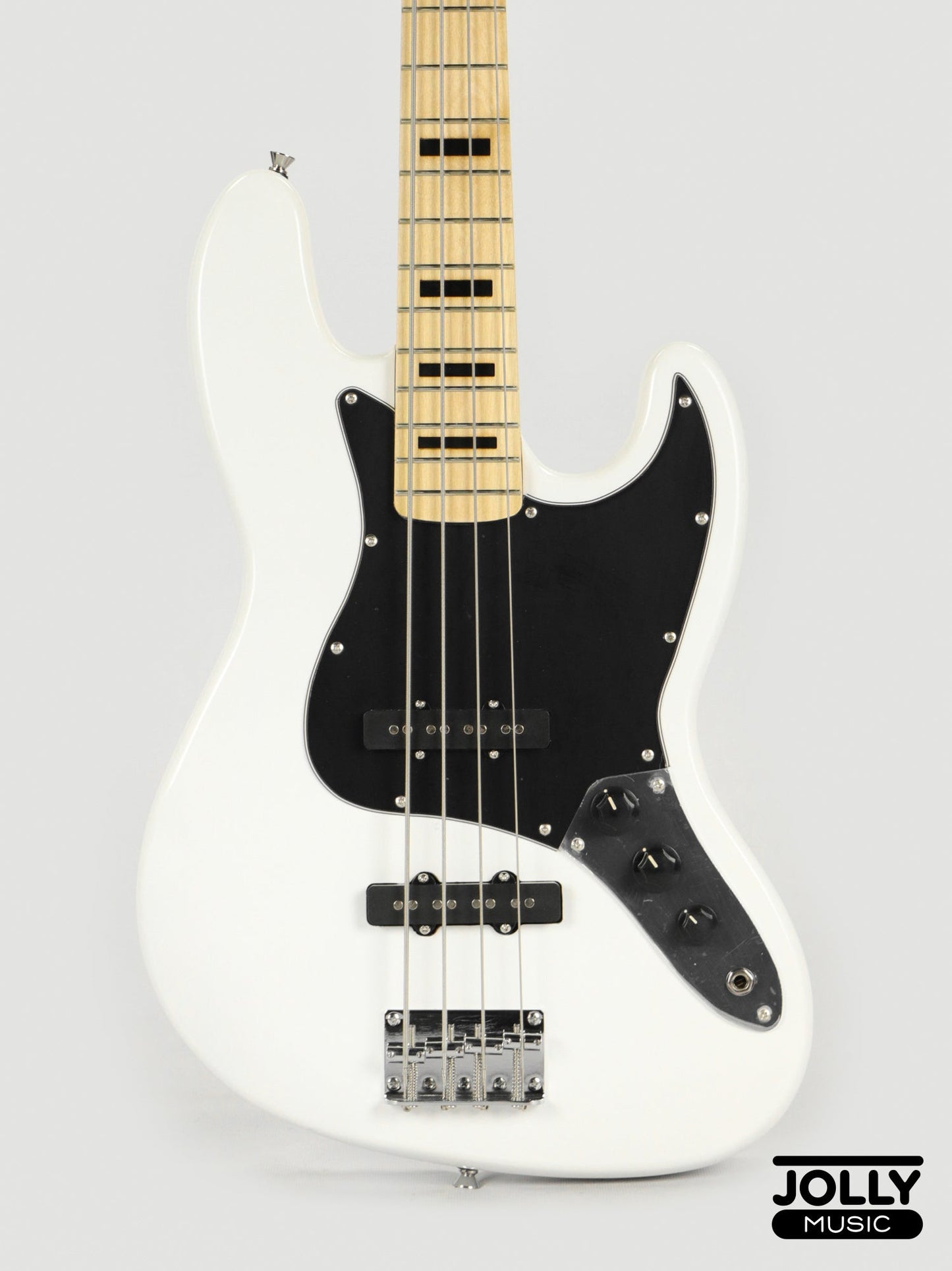 JCraft JB-1 J-Offset 4-String Bass Guitar with Gigbag - White