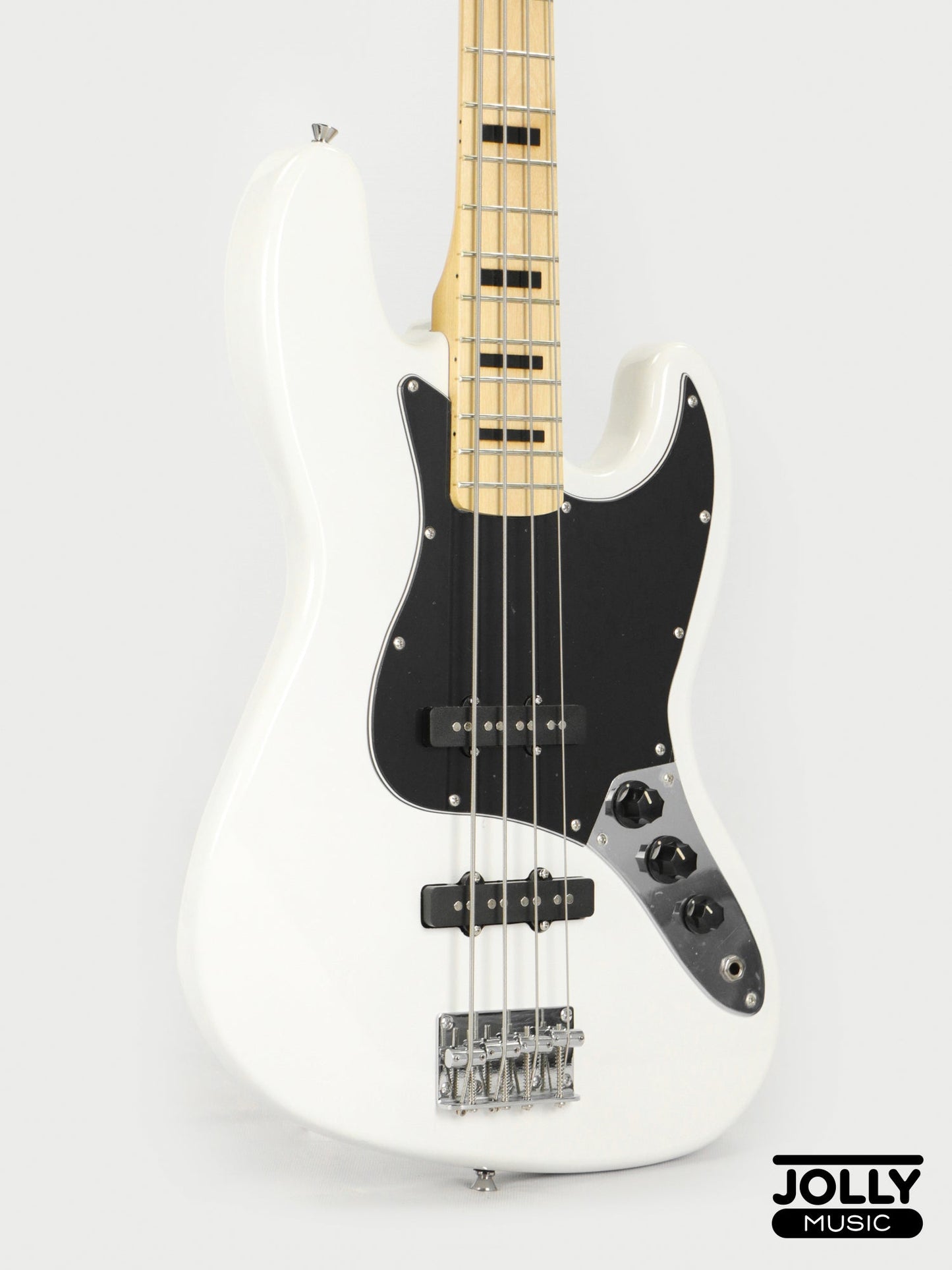 JCraft JB-1 J-Offset 4-String Bass Guitar with Gigbag - White