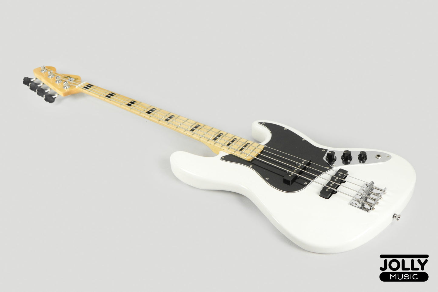 JCraft JB-1 J-Offset 4-String Bass Guitar with Gigbag - White