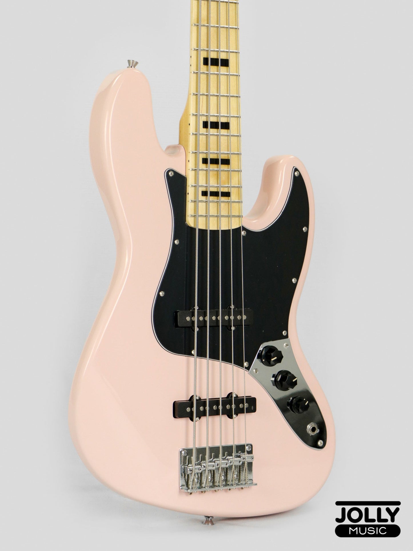 JCraft JB-1 J-Offset 5-String Bass Guitar with Gigbag - Shell Pink