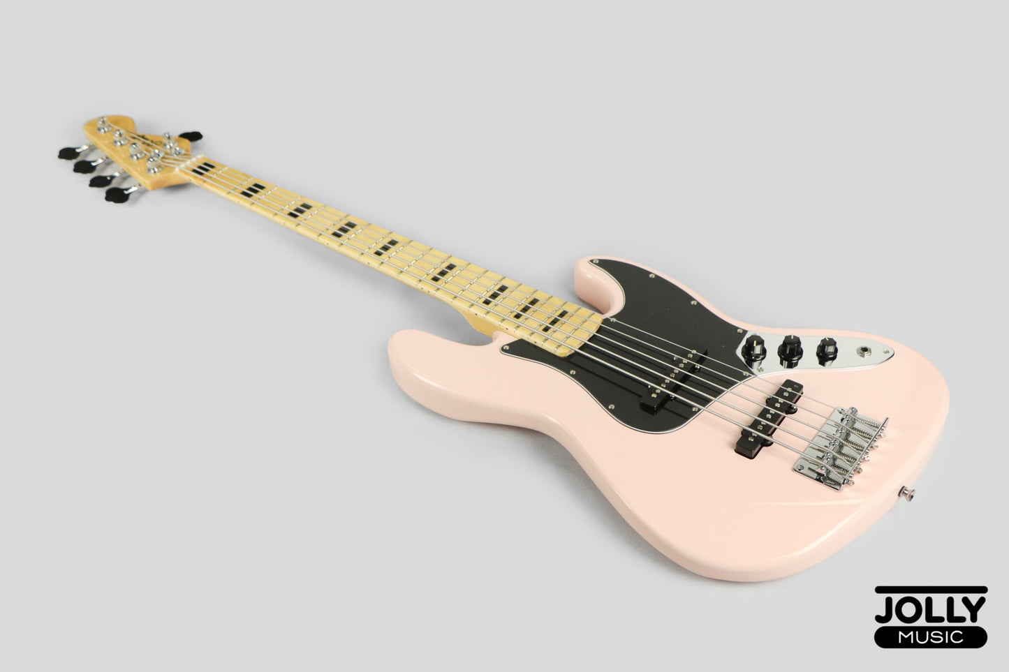 JCraft JB-1 J-Offset 5-String Bass Guitar with Gigbag - Shell Pink