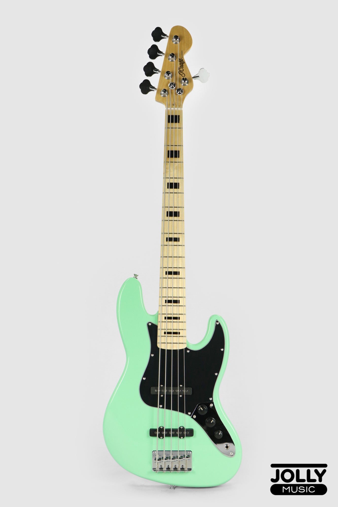 JCraft JB-1 J-Offset 5-String Bass Guitar with Gigbag - Surf Green