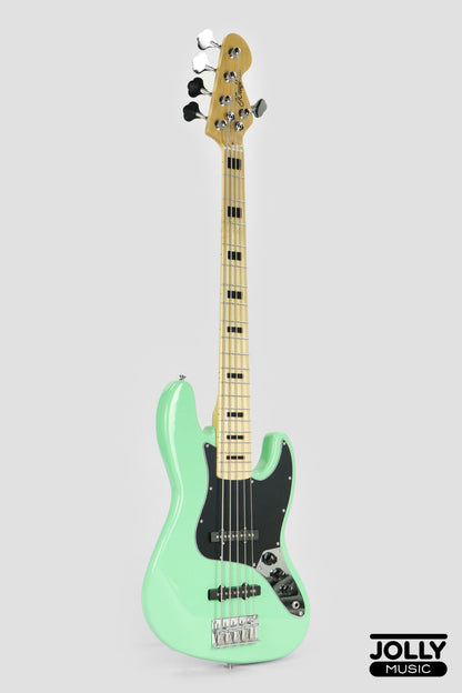 JCraft JB-1 J-Offset 5-String Bass Guitar with Gigbag - Surf Green