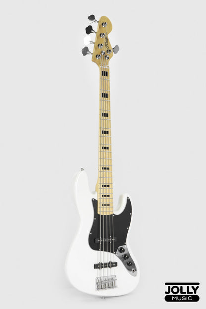 JCraft JB-1 J-Offset 5-String Bass Guitar with Gigbag - White