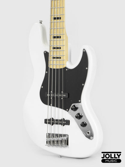 JCraft JB-1 J-Offset 5-String Bass Guitar with Gigbag - White