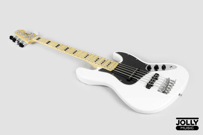 JCraft JB-1 J-Offset 5-String Bass Guitar with Gigbag - White