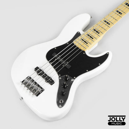 JCraft JB-1 J-Offset 5-String Bass Guitar with Gigbag - White