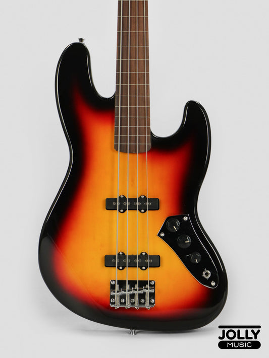 JCraft JB-1 J-Offset 4-String FRETLESS Bass Guitar - Sunburst