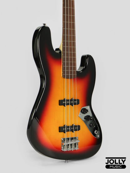 JCraft JB-1 J-Offset 4-String FRETLESS Bass Guitar - Sunburst