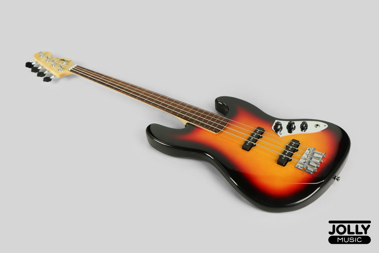 JCraft JB-1 J-Offset 4-String FRETLESS Bass Guitar - Sunburst