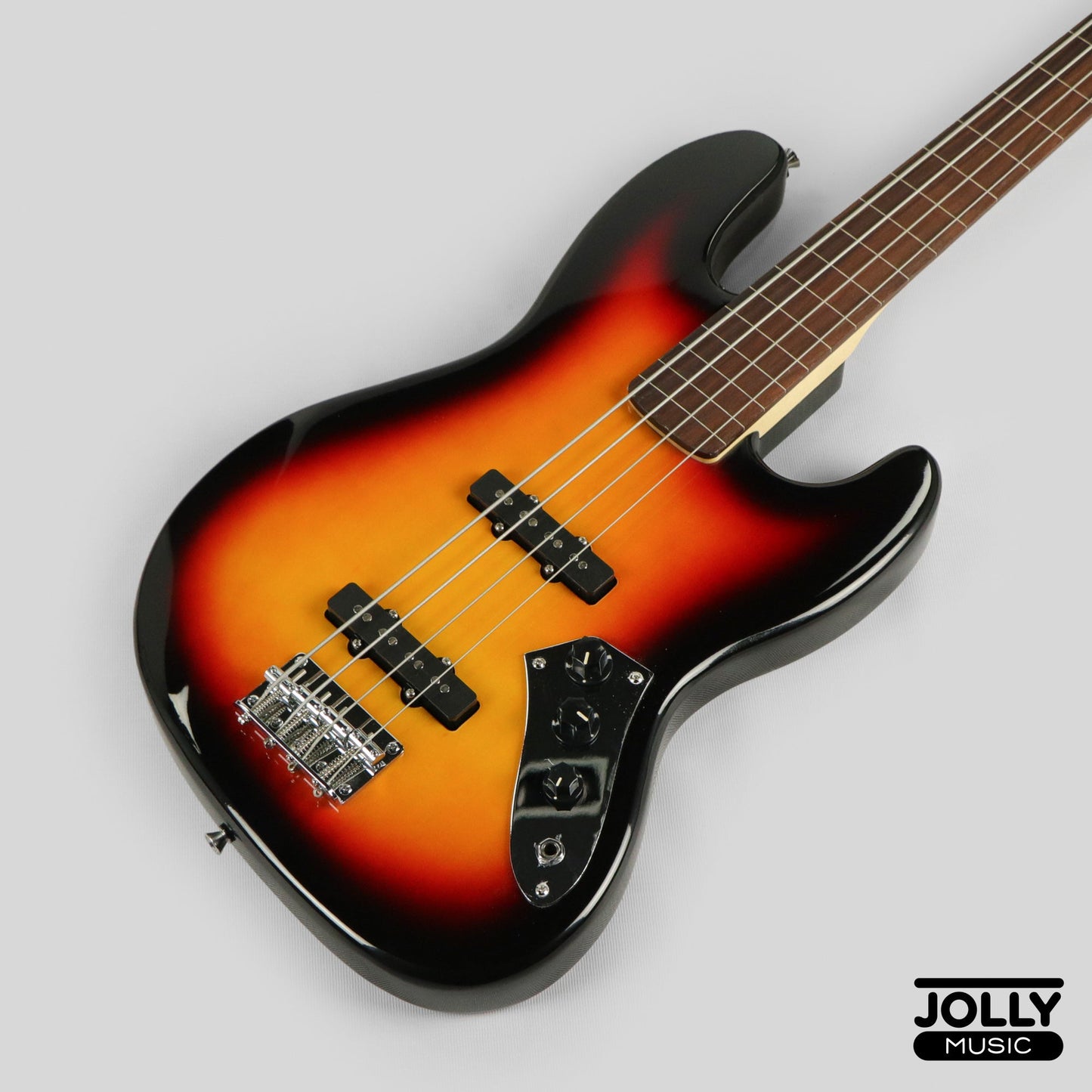 JCraft JB-1 J-Offset 4-String FRETLESS Bass Guitar - Sunburst