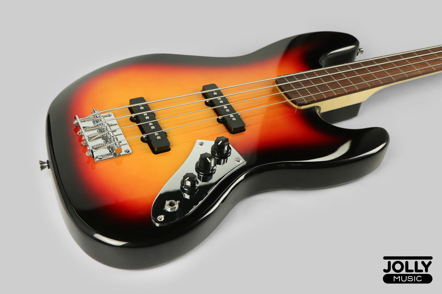 JCraft JB-1 J-Offset 4-String FRETLESS Bass Guitar - Sunburst