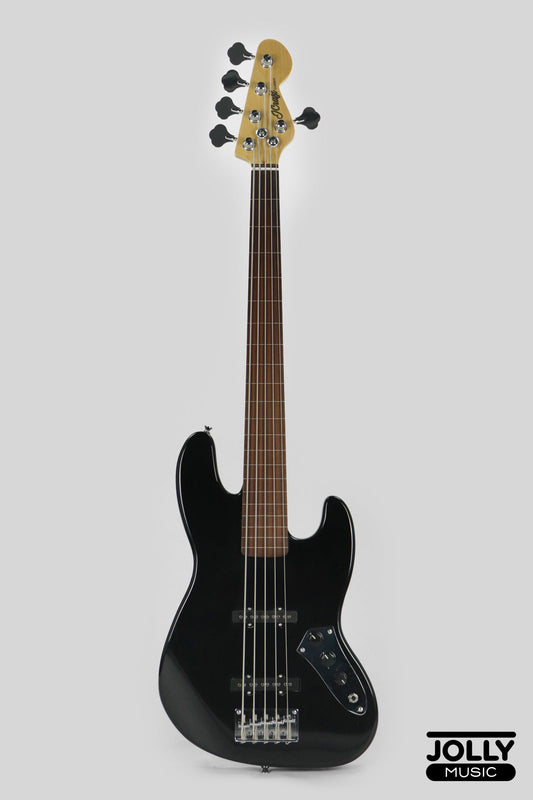 JCraft JB-1 J-Offset 5-String FRETLESS Bass Guitar - Black