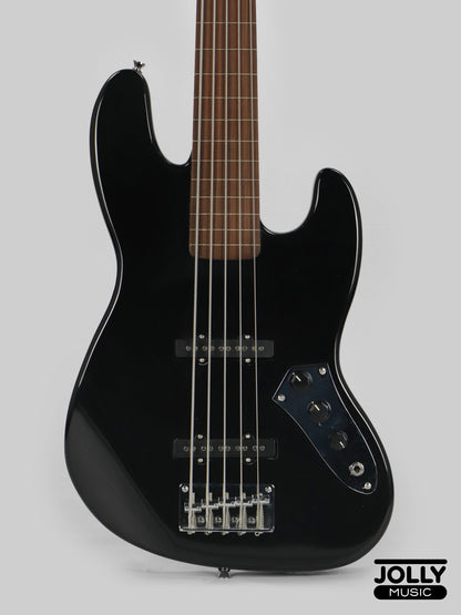 JCraft JB-1 J-Offset 5-String FRETLESS Bass Guitar - Black