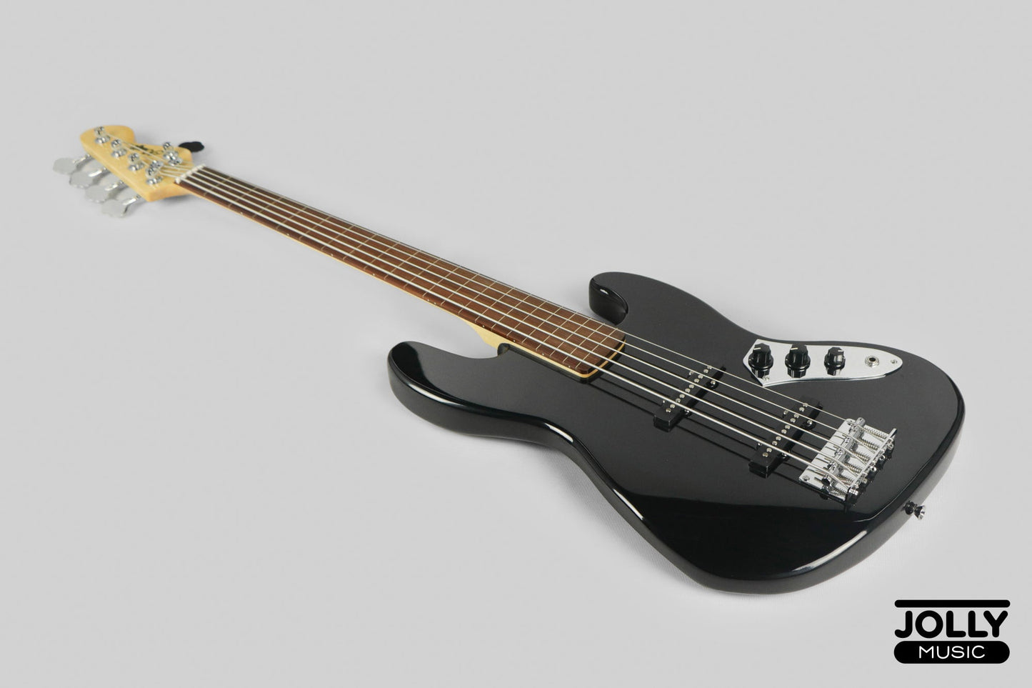 JCraft JB-1 J-Offset 5-String FRETLESS Bass Guitar - Black