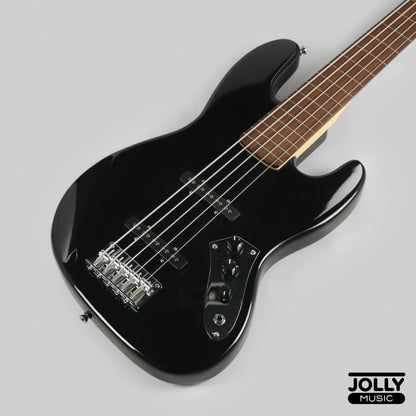 JCraft JB-1 J-Offset 5-String FRETLESS Bass Guitar - Black