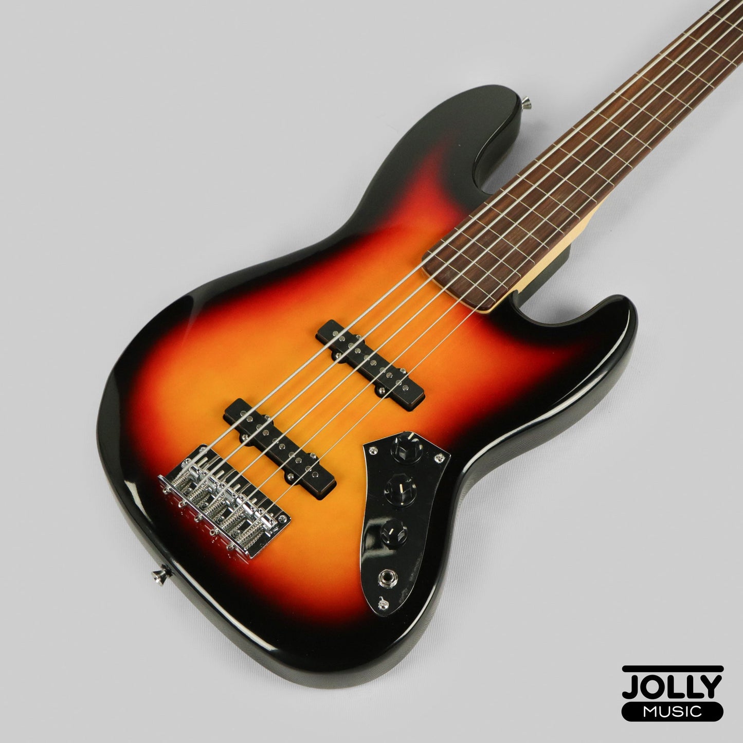 JCraft JB-1 J-Offset 5-String FRETLESS Bass Guitar - Sunburst