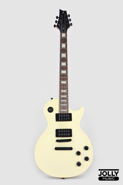 JCraft X LPX-24 Archtop Single Cut Stainless Steel Frets Electric Guitar - Nicotine White