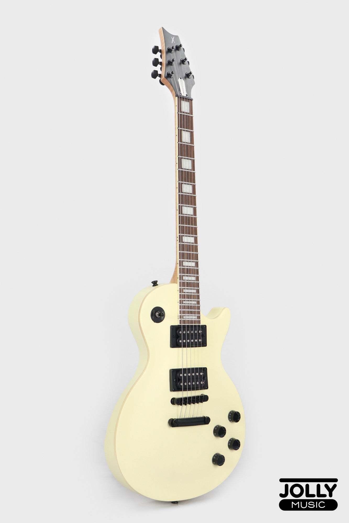 JCraft X LPX-24 Archtop Single Cut Stainless Steel Frets Electric Guitar - Nicotine White