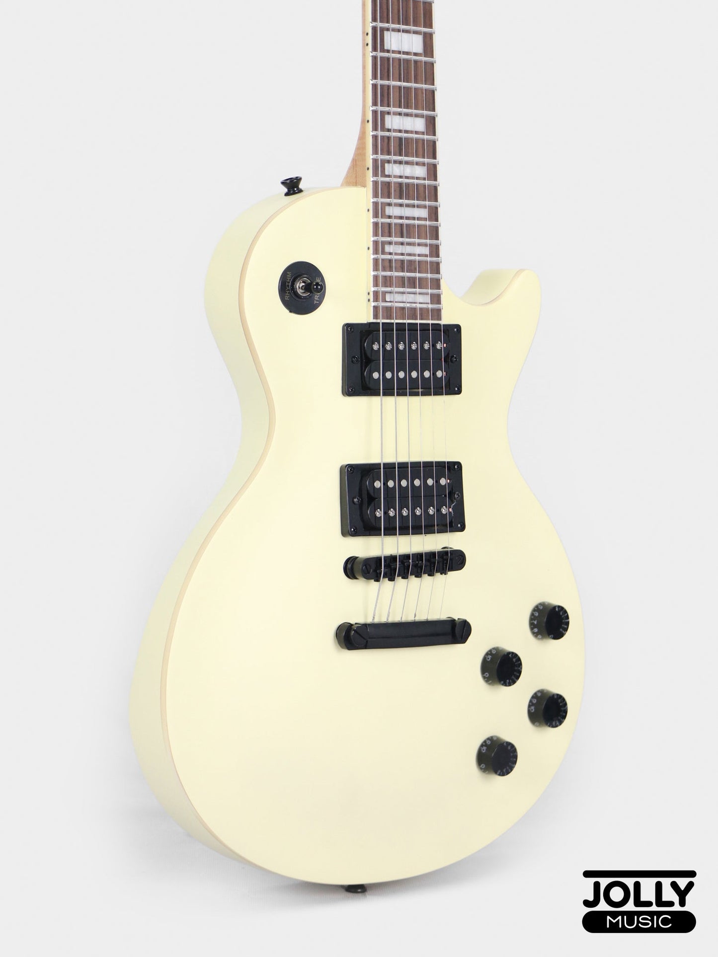 JCraft X LPX-24 Archtop Single Cut Stainless Steel Frets Electric Guitar - Nicotine White