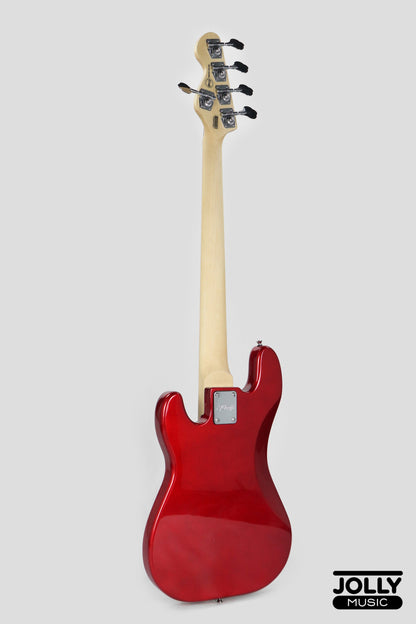 JCraft PB-1 5-String Electric Bass Guitar with Gigbag - Metallic Red