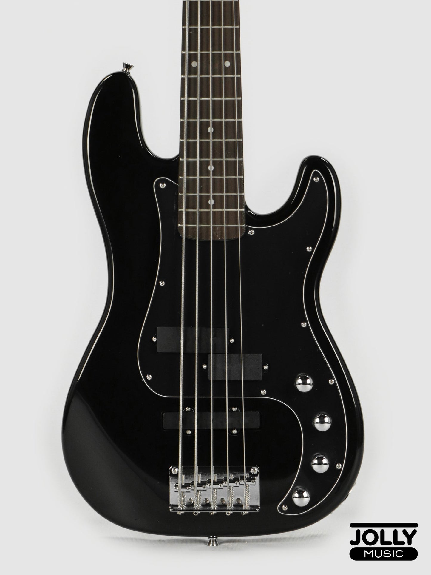 JCraft PJ-2 5-String P+J Style Bass Guitar - Black