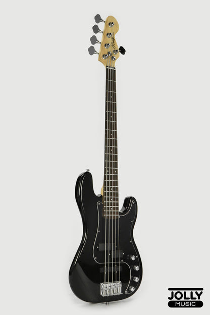 JCraft PJ-2 5-String P+J Style Bass Guitar - Black