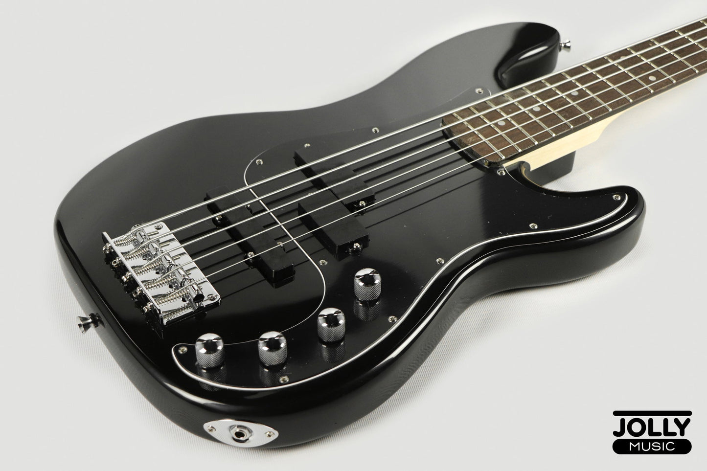 JCraft PJ-2 5-String P+J Style Bass Guitar - Black